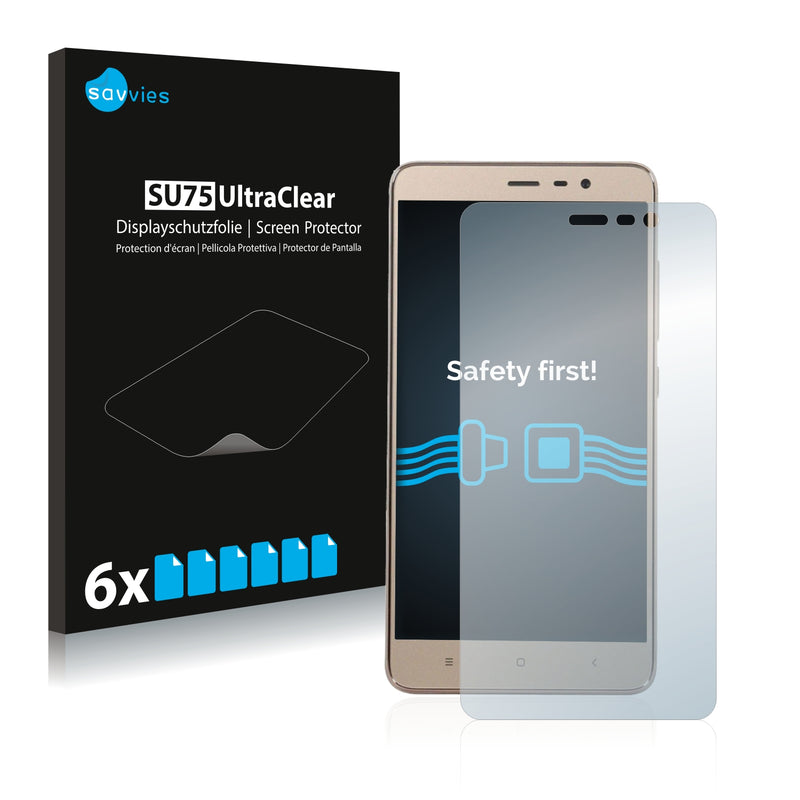 6x Savvies SU75 Screen Protector for Xiaomi Redmi Note 3 Pro