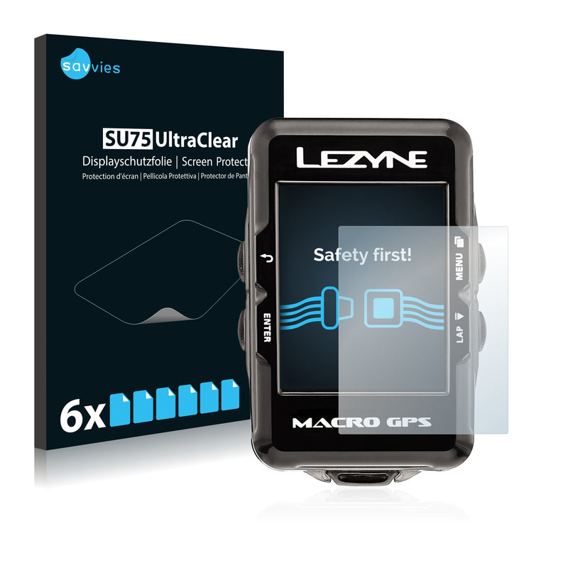 6x Savvies SU75 Screen Protector for Lezyne Macro GPS