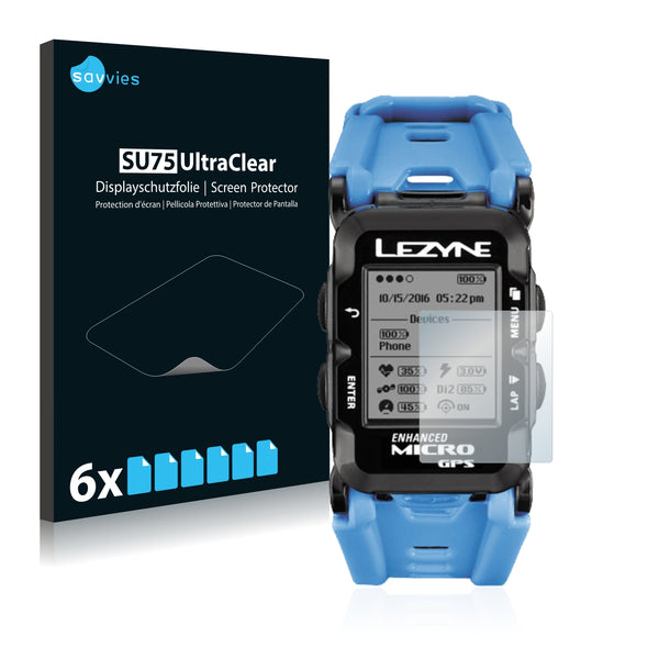 6x Savvies SU75 Screen Protector for Lezyne Micro GPS Watch