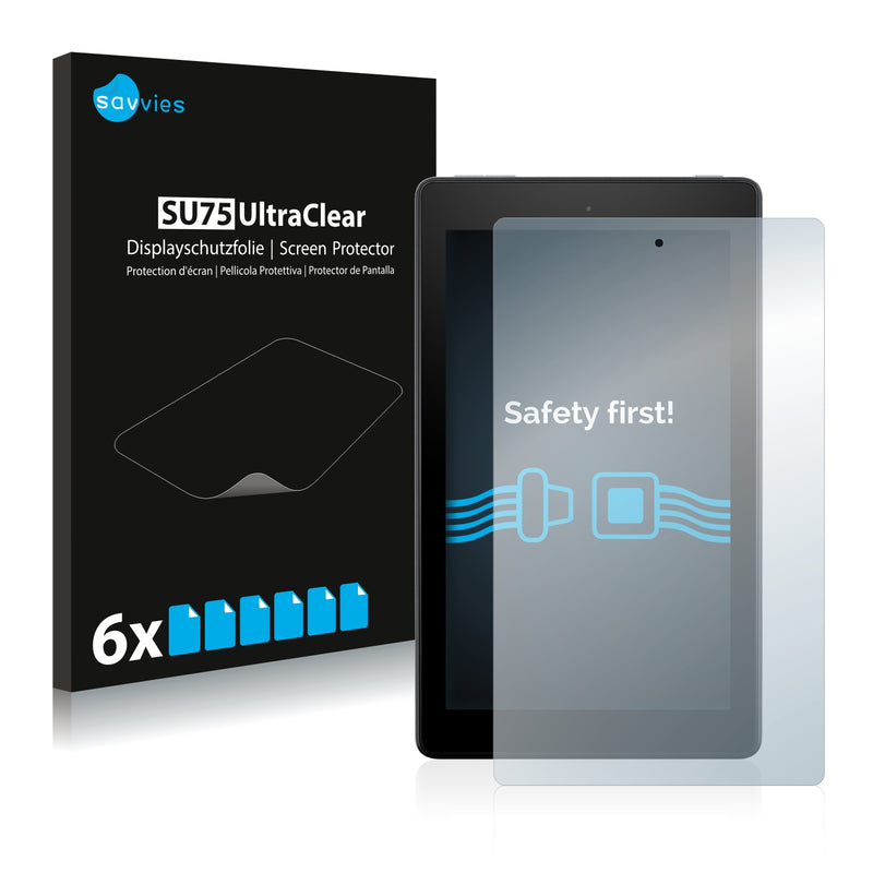 6x Savvies SU75 Screen Protector for Amazon Fire 7 2017