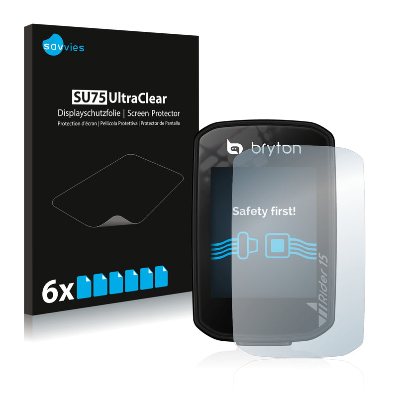 6x Savvies SU75 Screen Protector for Bryton Rider 15