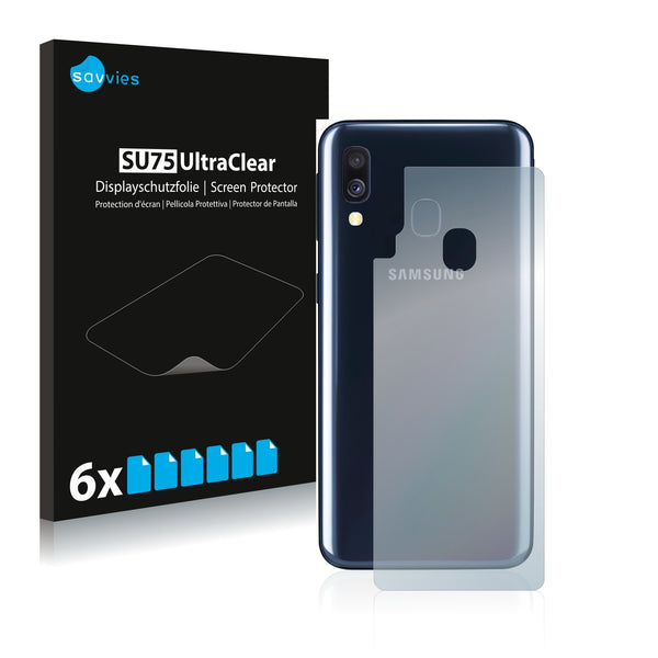 6x Savvies SU75 Screen Protector for Samsung Galaxy A40 (Back)