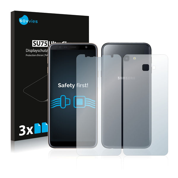 6x Savvies SU75 Screen Protector for Samsung Galaxy J4 Plus (Front + Back)