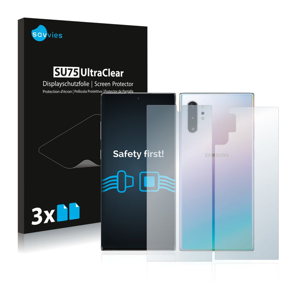 6x Savvies SU75 Screen Protector for Samsung Galaxy Note 10 Plus (Front + Back)