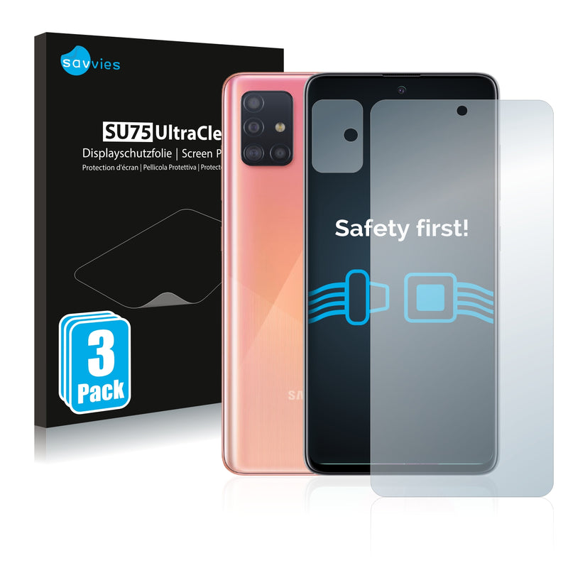 6x Savvies SU75 Screen Protector for Samsung Galaxy A51 (Front + cam)