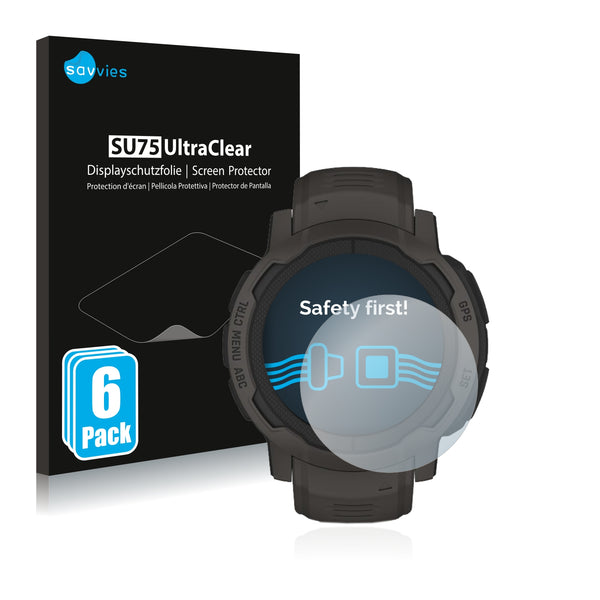 6x Savvies SU75 Screen Protector for Garmin Instinct 2