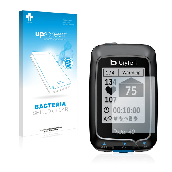 upscreen Bacteria Shield Clear Premium Antibacterial Screen Protector for Bryton Rider 40