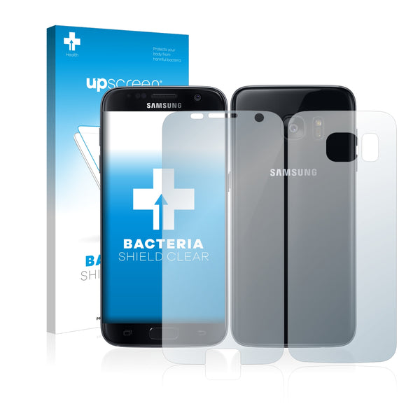 upscreen Bacteria Shield Clear Premium Antibacterial Screen Protector for Samsung Galaxy S7 (Front + Back)