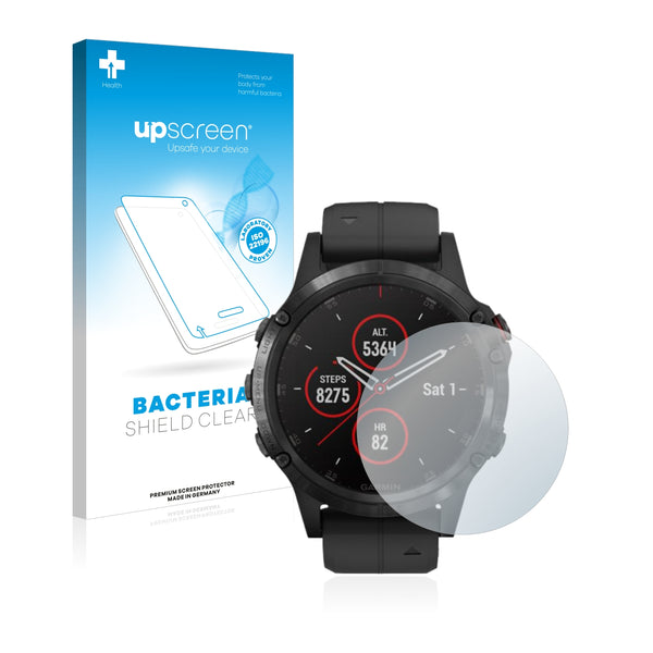 upscreen Bacteria Shield Clear Premium Antibacterial Screen Protector for Garmin fenix 5 Plus (47 mm)