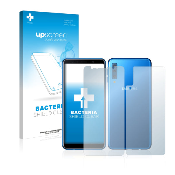 upscreen Bacteria Shield Clear Premium Antibacterial Screen Protector for Samsung Galaxy A7 2018 (Front + Back)