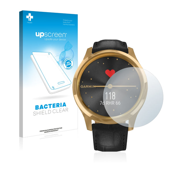 upscreen Bacteria Shield Clear Premium Antibacterial Screen Protector for Garmin vivomove Luxe (42 mm)