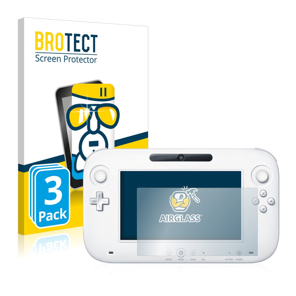 3x BROTECT AirGlass Glass Screen Protector for Nintendo Wii U GamePad (Controller)