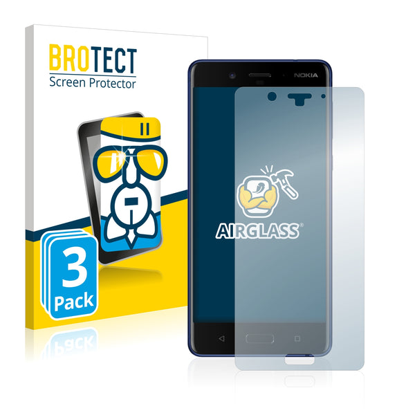 3x BROTECT AirGlass Glass Screen Protector for Nokia 8