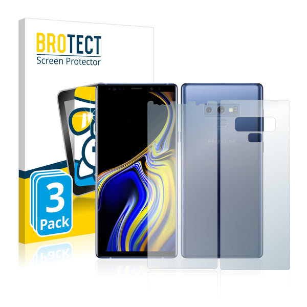 3x BROTECT AirGlass Glass Screen Protector for Samsung Galaxy Note 9 (Front + Back)