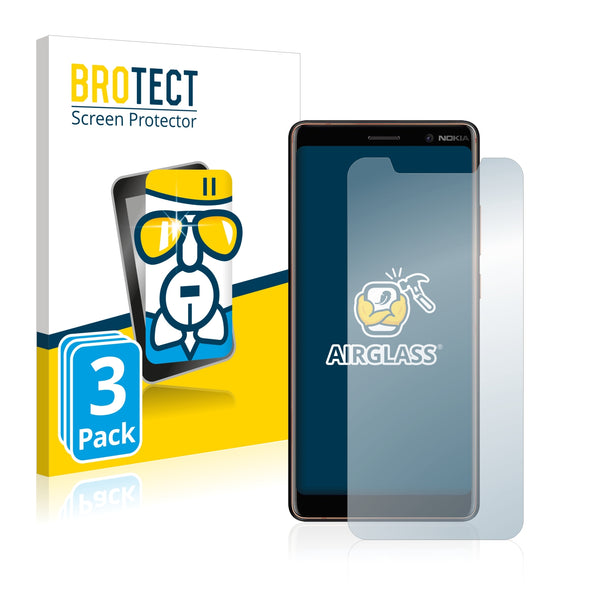 3x BROTECT AirGlass Glass Screen Protector for Nokia 7.1 Plus