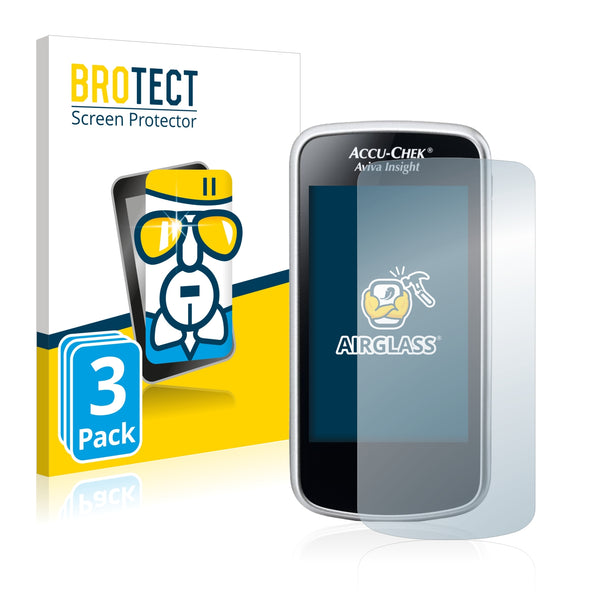 3x BROTECT AirGlass Glass Screen Protector for Accu-Chek Aviva Insight Diabetes Manager