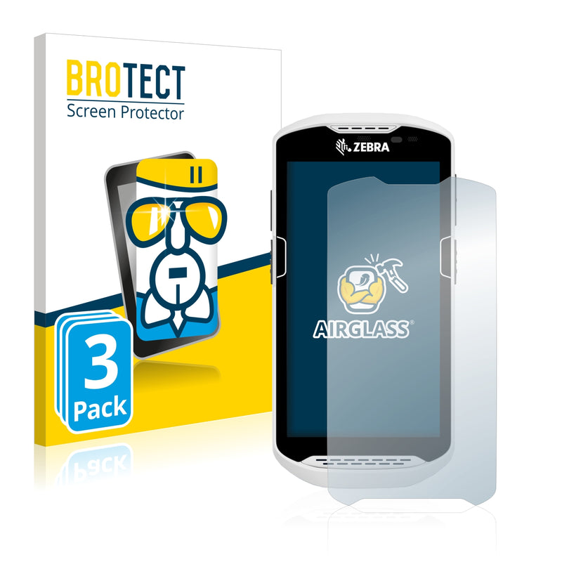 3x BROTECT AirGlass Glass Screen Protector for Zebra TC57