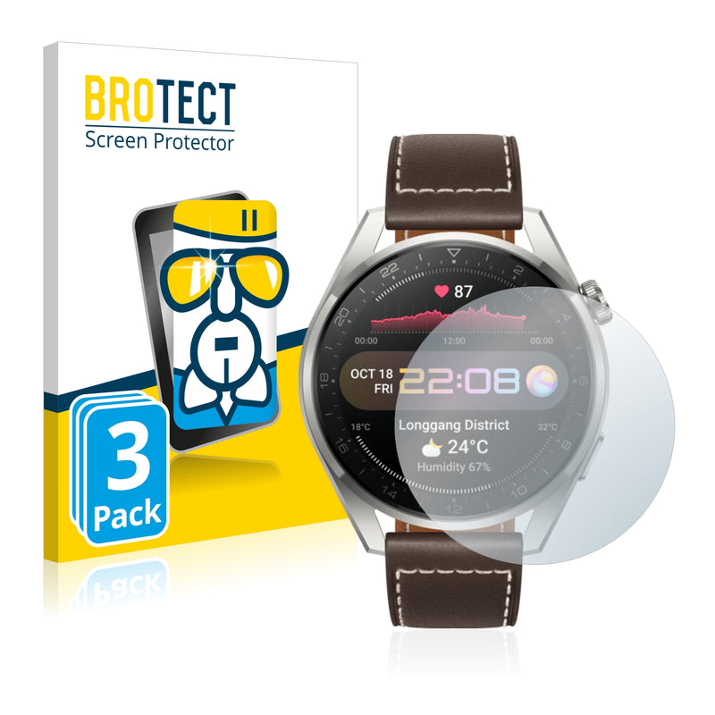 3x BROTECT AirGlass Glass Screen Protector for Huawei Watch 3 Pro