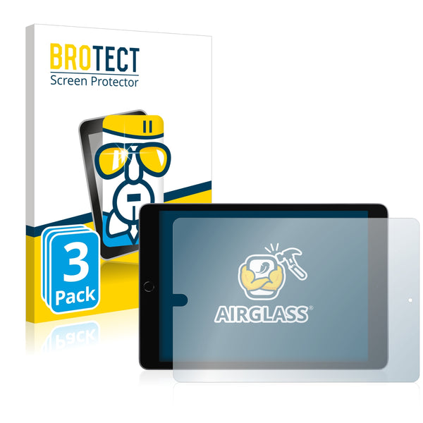 3x BROTECT AirGlass Glass Screen Protector for Apple iPad 10.2 WiFi Cellular 2021 (Landscape, 9nd generation)