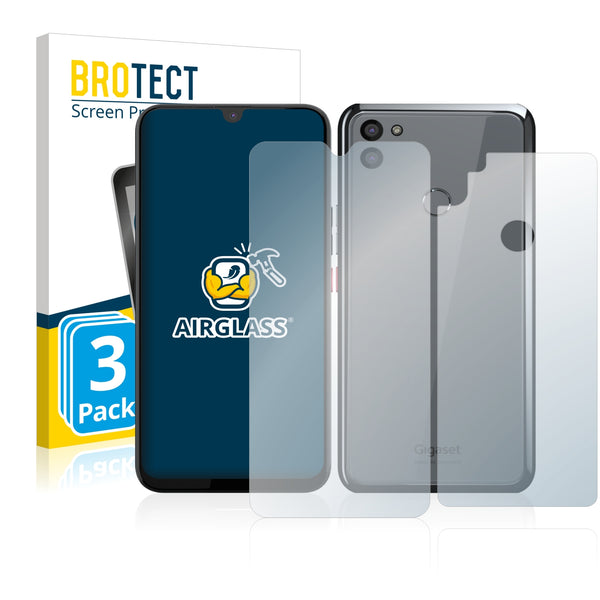 3x BROTECT AirGlass Glass Screen Protector for Gigaset GS5 (Front + Back)