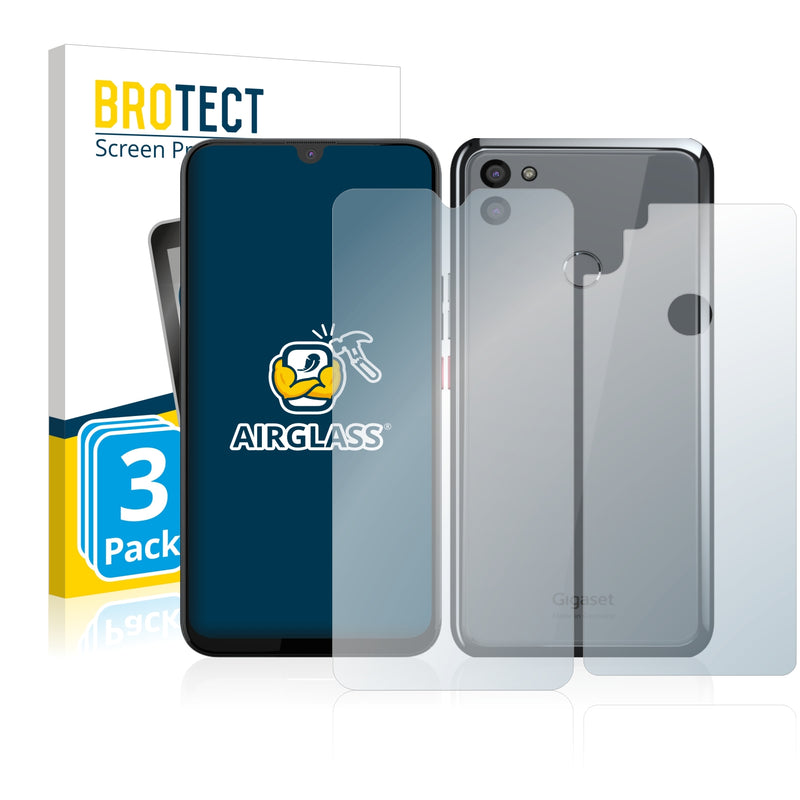 3x BROTECT AirGlass Glass Screen Protector for Gigaset GS5 (Front + Back)