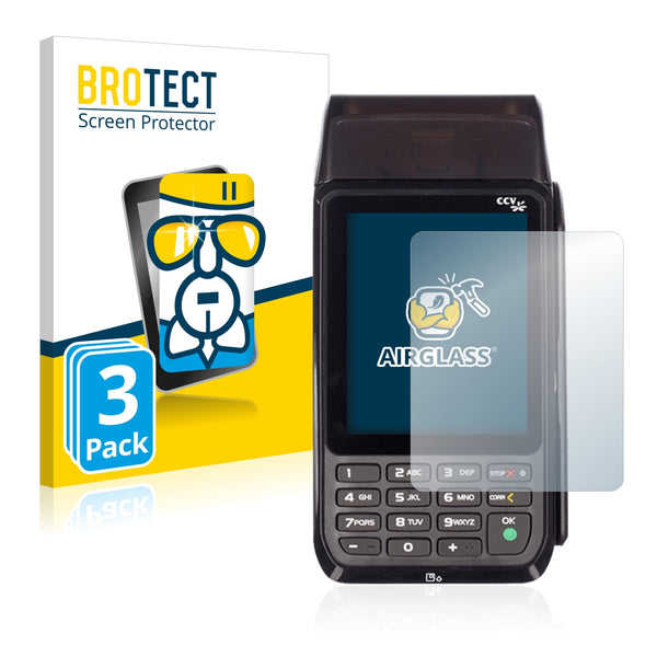 3x BROTECT AirGlass Glass Screen Protector for Concardis Mobile Premium