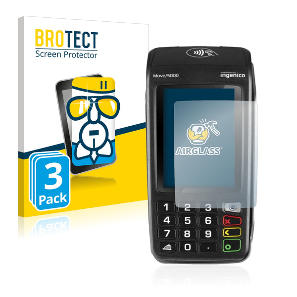 3x BROTECT AirGlass Glass Screen Protector for Concardis Move 5000
