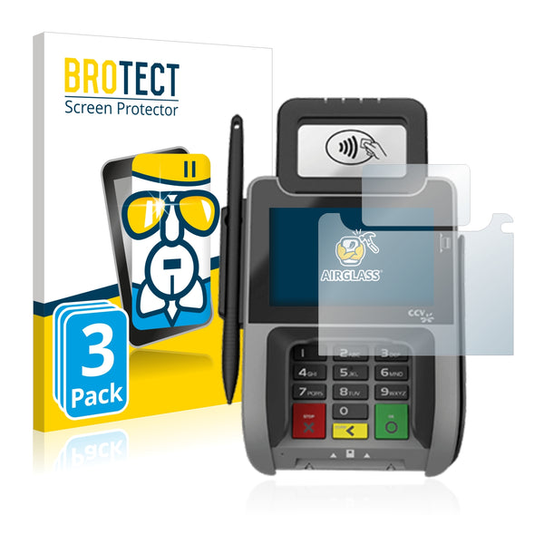 3x BROTECT AirGlass Glass Screen Protector for Concardis Pad Next