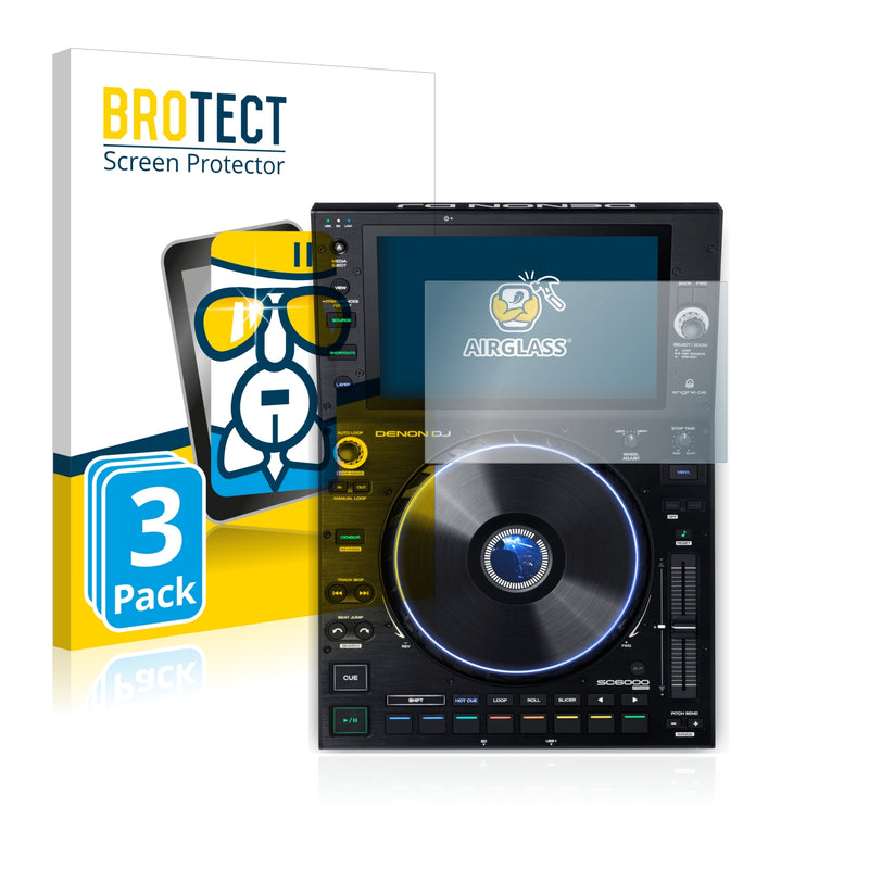 3x BROTECT AirGlass Glass Screen Protector for Denon SC6000 Prime