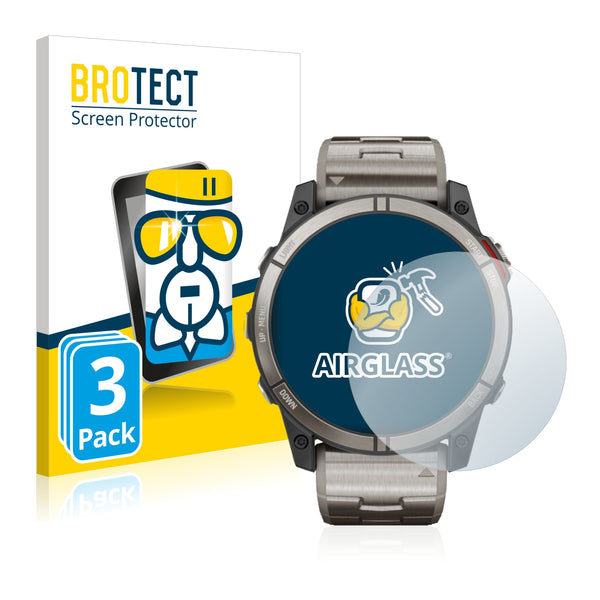 3x BROTECT AirGlass Glass Screen Protector for Garmin quatix 7X
