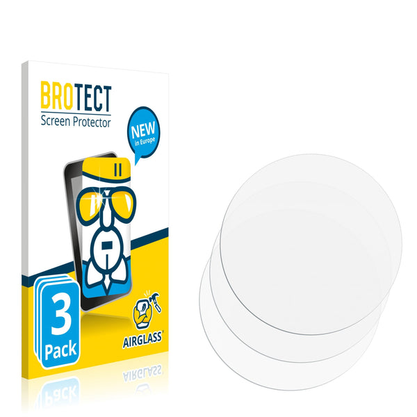 3x BROTECT AirGlass Glass Screen Protector for Circular Displays (Diameter: 47 mm)