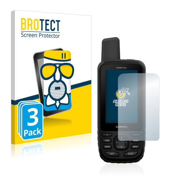 3x BROTECT AirGlass Matte Glass Screen Protector for Garmin GPSMAP 66s
