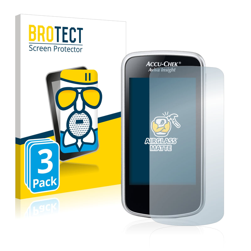 3x BROTECT AirGlass Matte Glass Screen Protector for Accu-Chek Aviva Insight Diabetes Manager