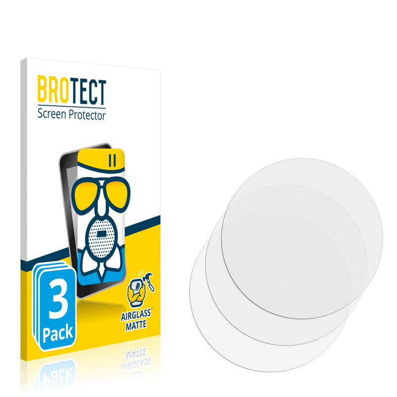 3x BROTECT AirGlass Matte Glass Screen Protector for Circular Displays (Diameter: 30 mm)