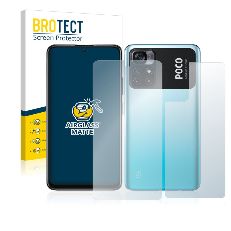 BROTECT Matte Screen Protector for Xiaomi Poco M4 Pro 5G (Front + Back)